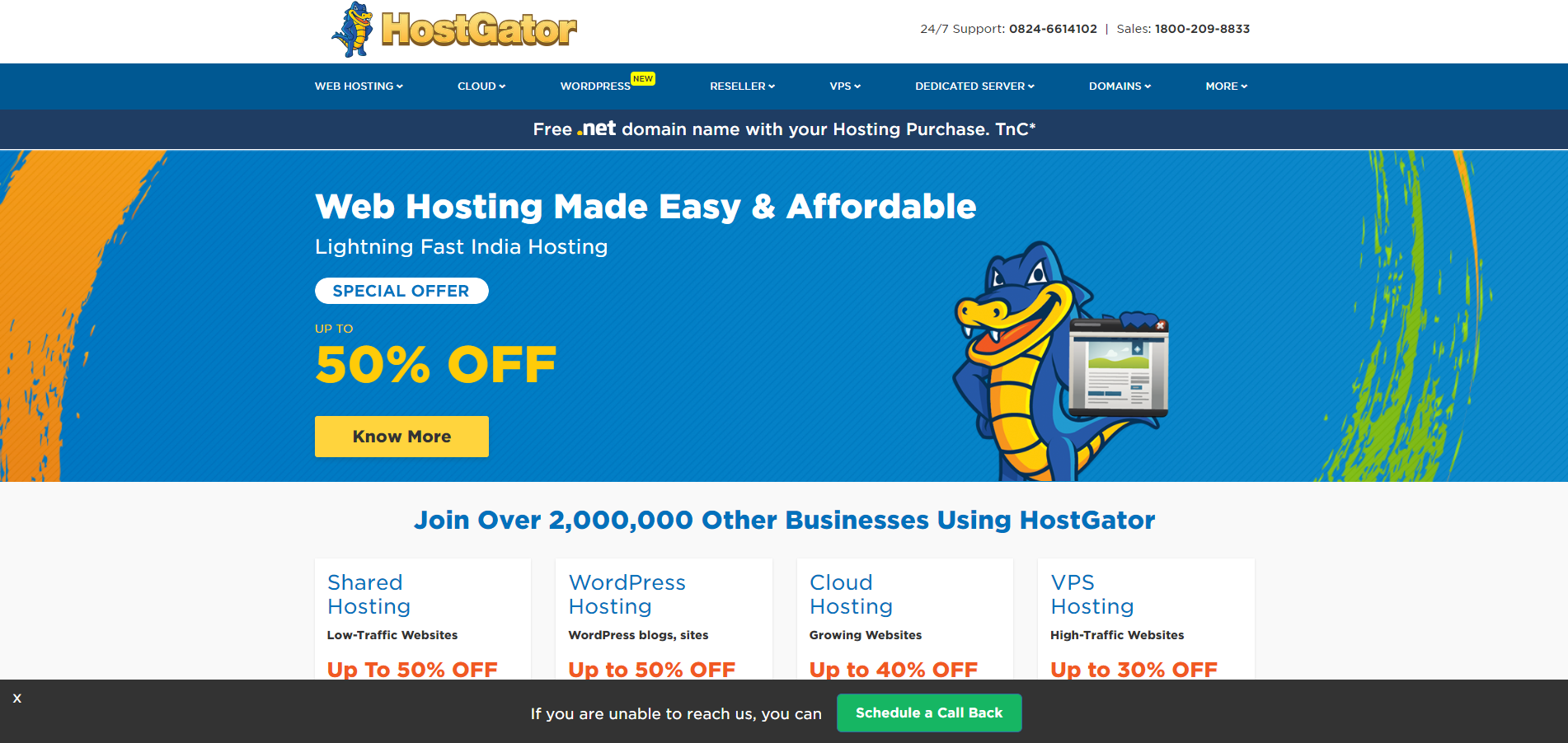 HostGator Managed WordPress hosting